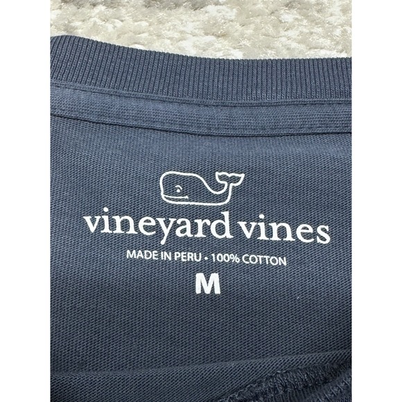 Vineyard Vines Football Whale Logo Graphic T-shirt Men Medium Blue Long Sleeve - Picture 7 of 11